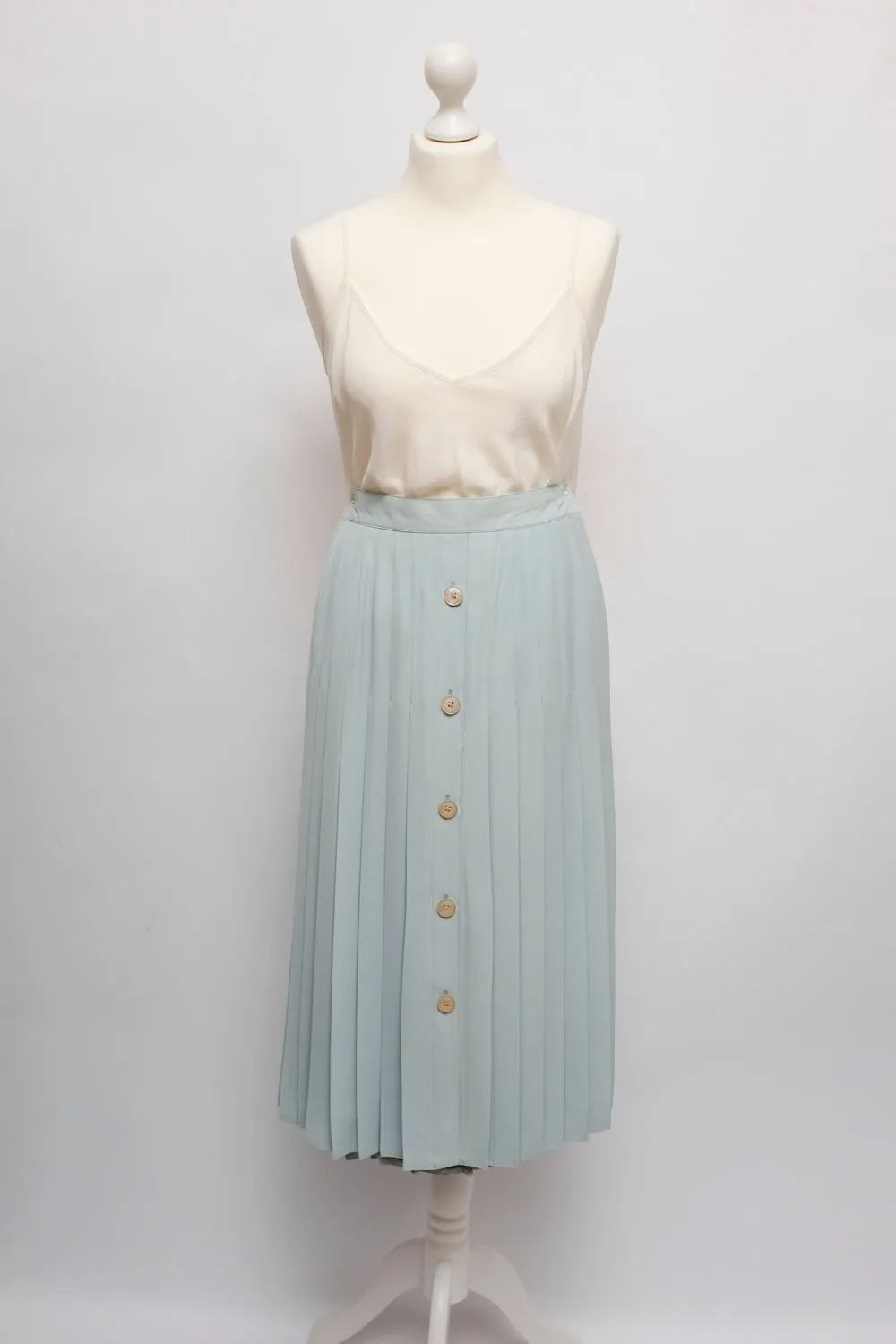 0015_PLEATED PALE BLUE MIDI SKIRT