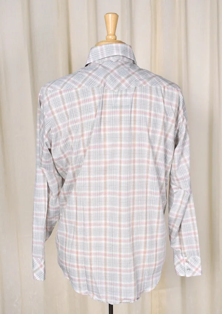 1970s Vintage Plaid Pastel Shirt