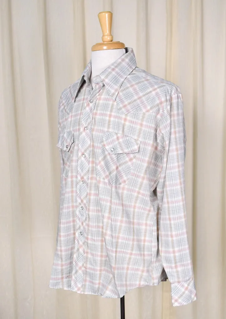 1970s Vintage Plaid Pastel Shirt