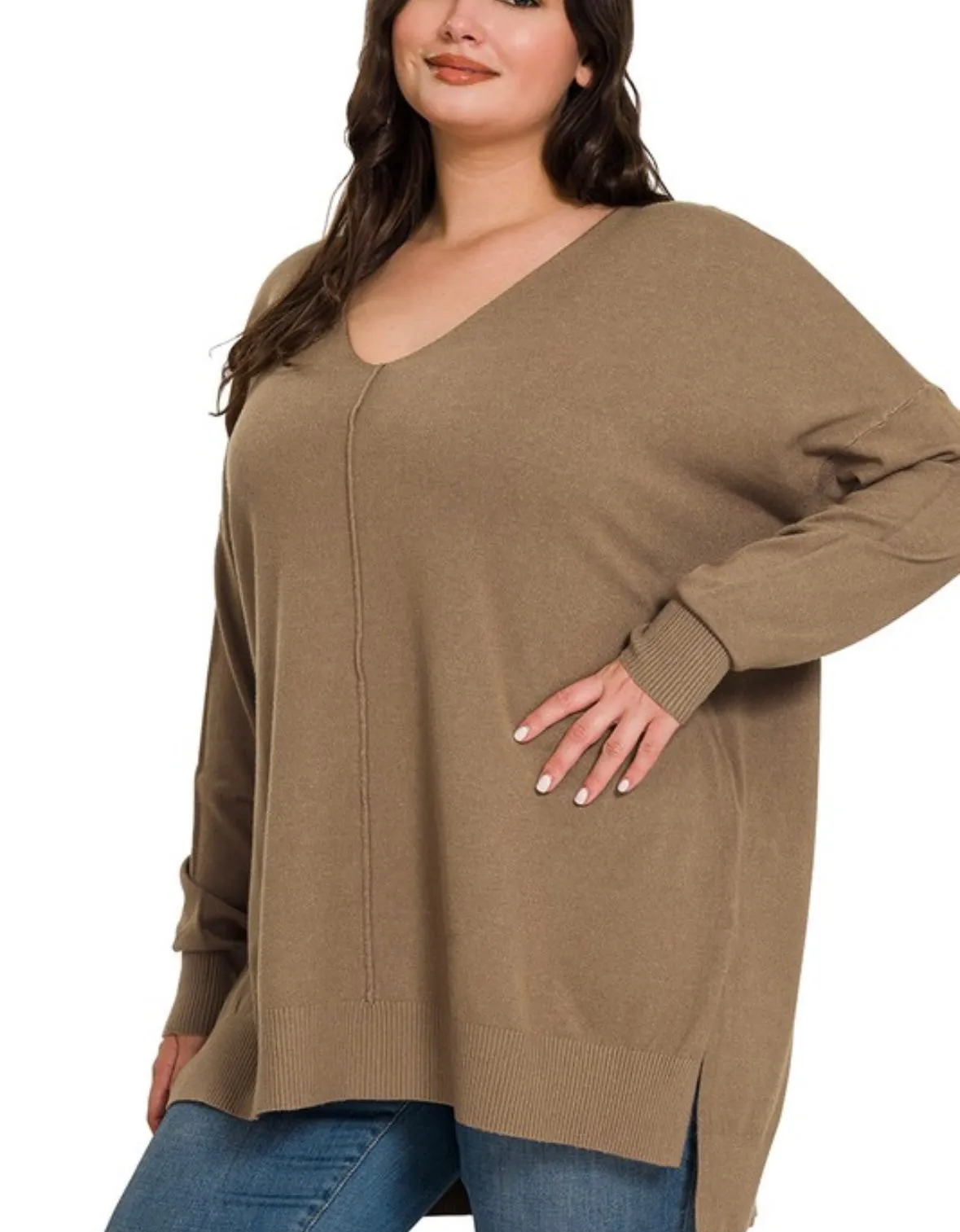 A Curvy V-Neck Sweater