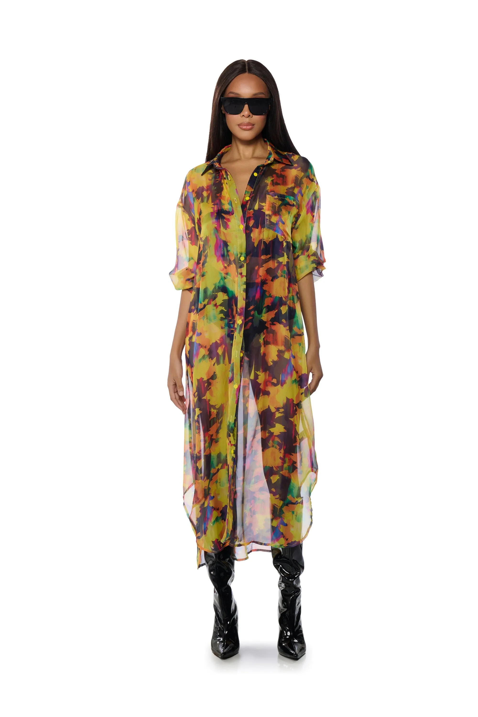 ABSTRACT FLORAL DUSTER