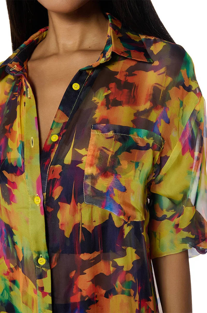 ABSTRACT FLORAL DUSTER