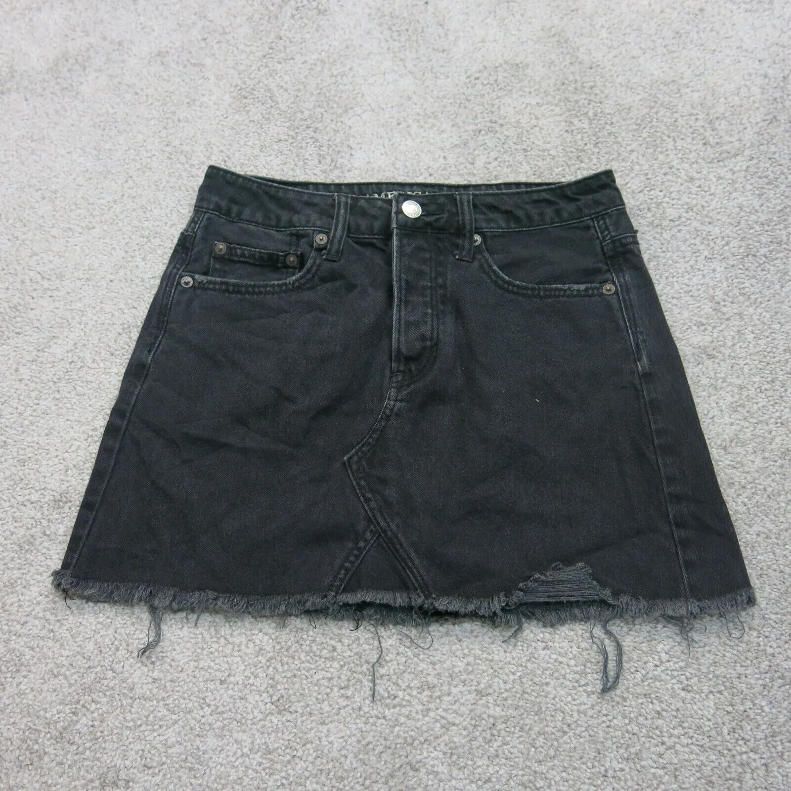 American Eagle Outfitters Womens Denim Skirts Stretch High Rise Black Size 2