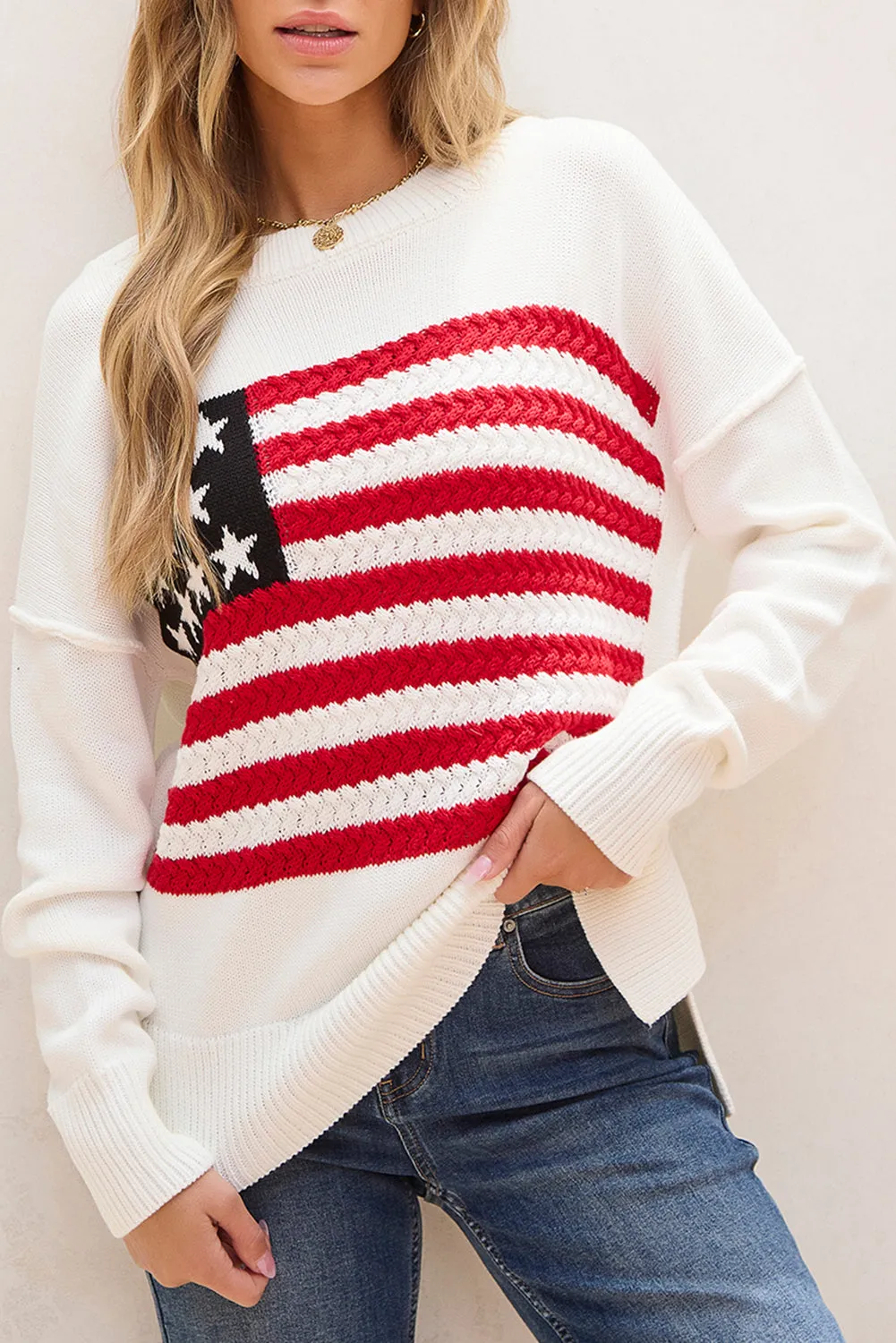 American Flag Cable Knit Sweater