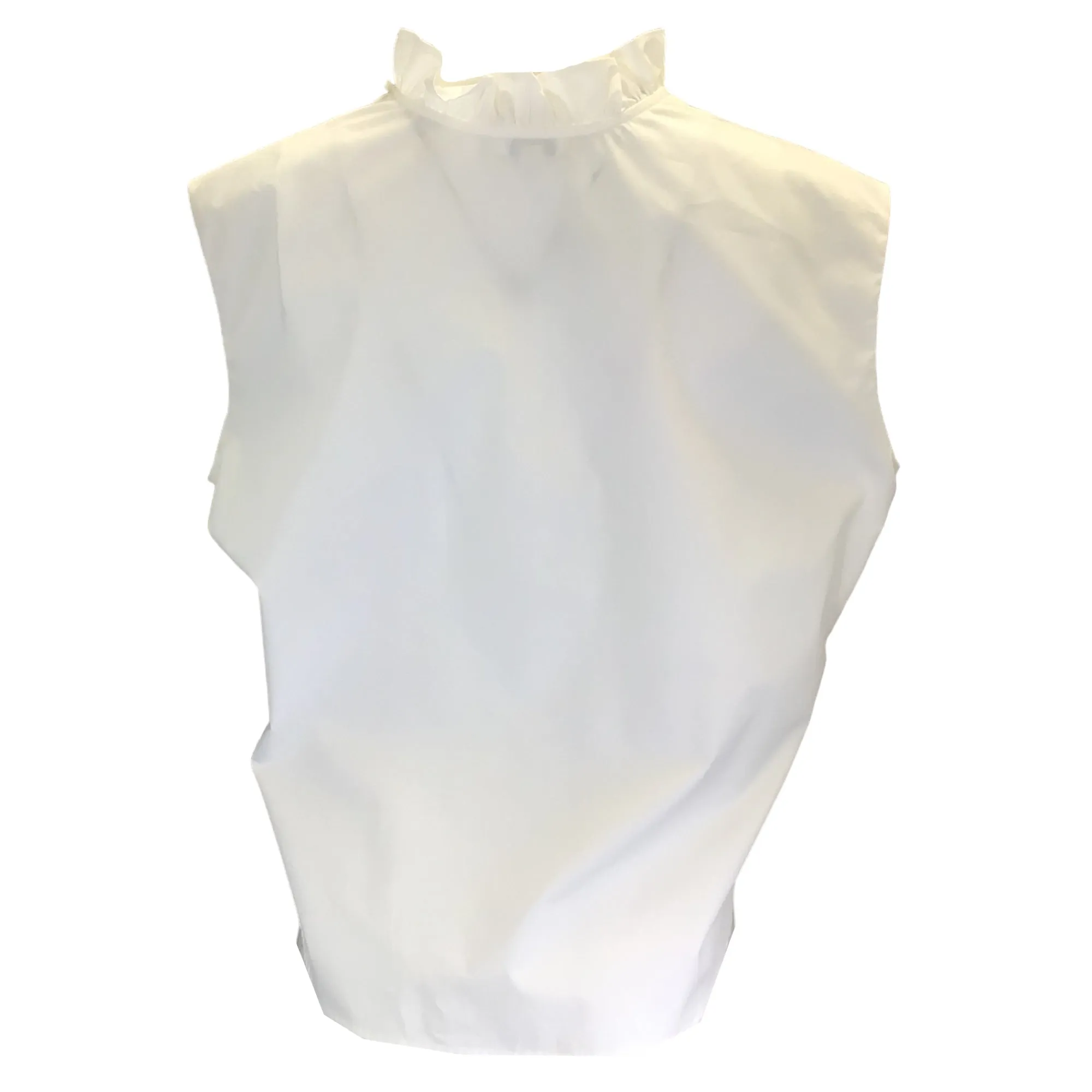 Atlantique Ascoli White Ruffled Sleeveless Cotton Blouse