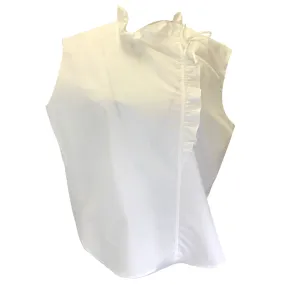 Atlantique Ascoli White Ruffled Sleeveless Cotton Blouse