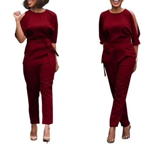 Back Open Split Casual Jumpsuits