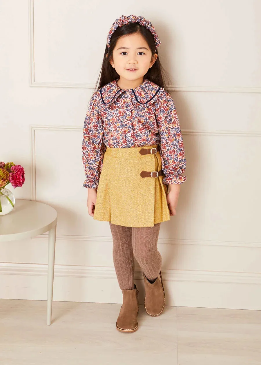 Beatrice Floral Long Sleeve Blouse in Caramel (4-10yrs)