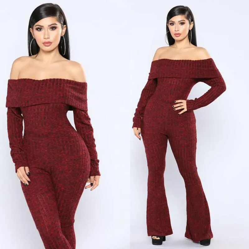 Bell Bottom Off Shoulder Jumpsuits