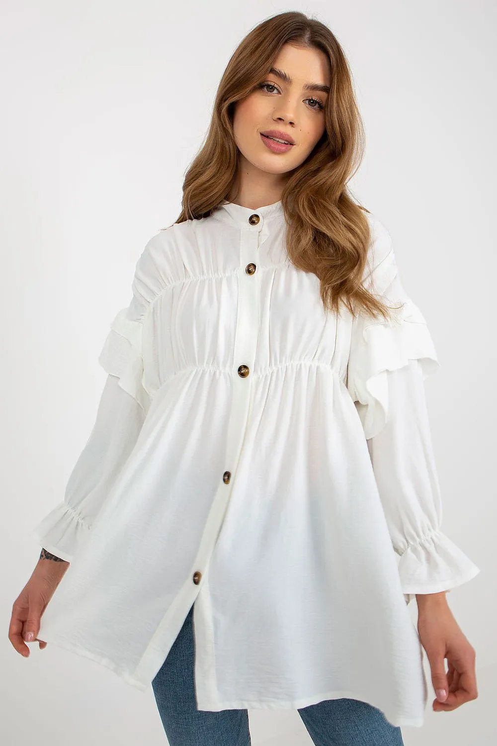 Bella Elegant Ruffled Long Sleeve Shirt