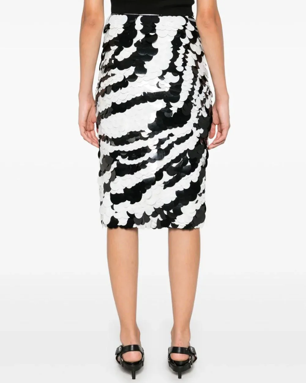 Black and Off White Classic Longuette Skirt