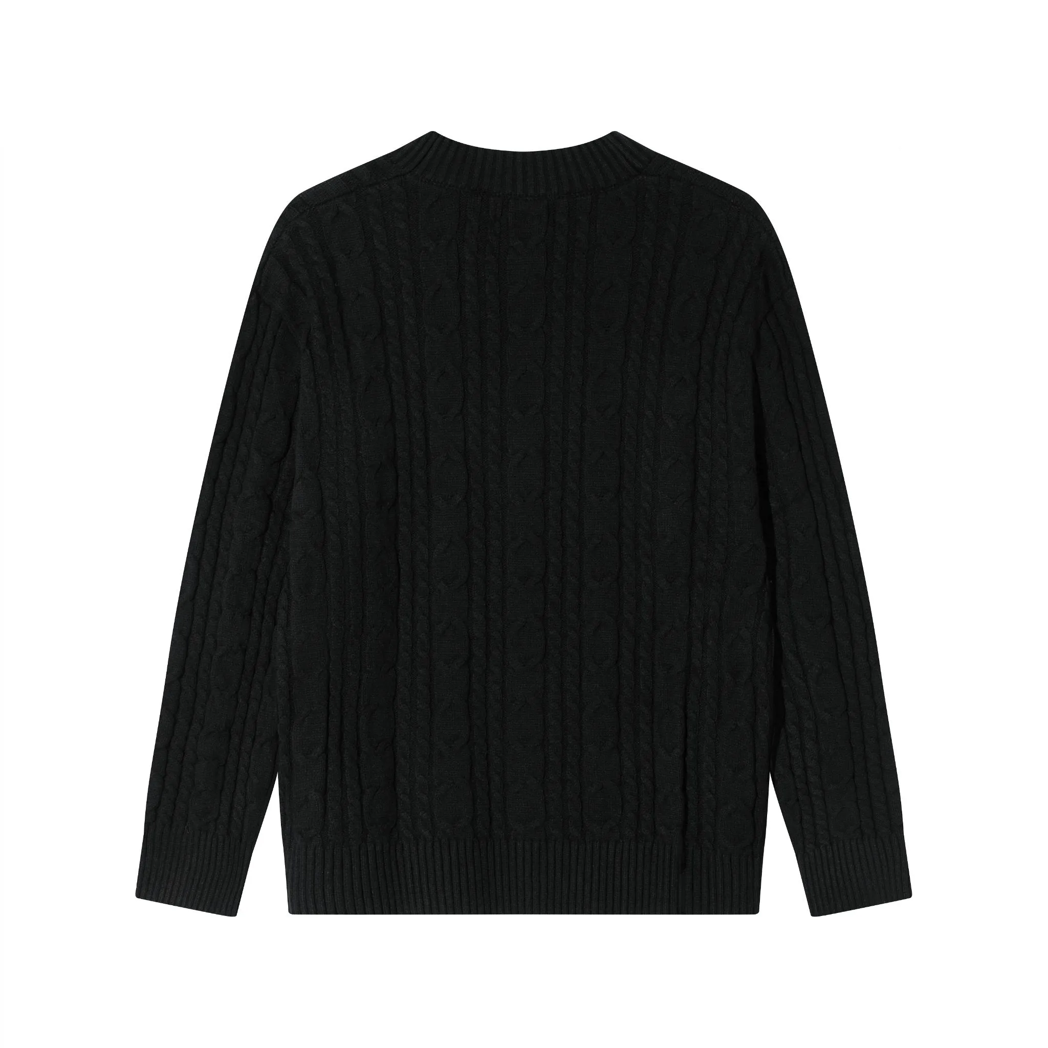 Black Relaxed Cable Knit Cardigan