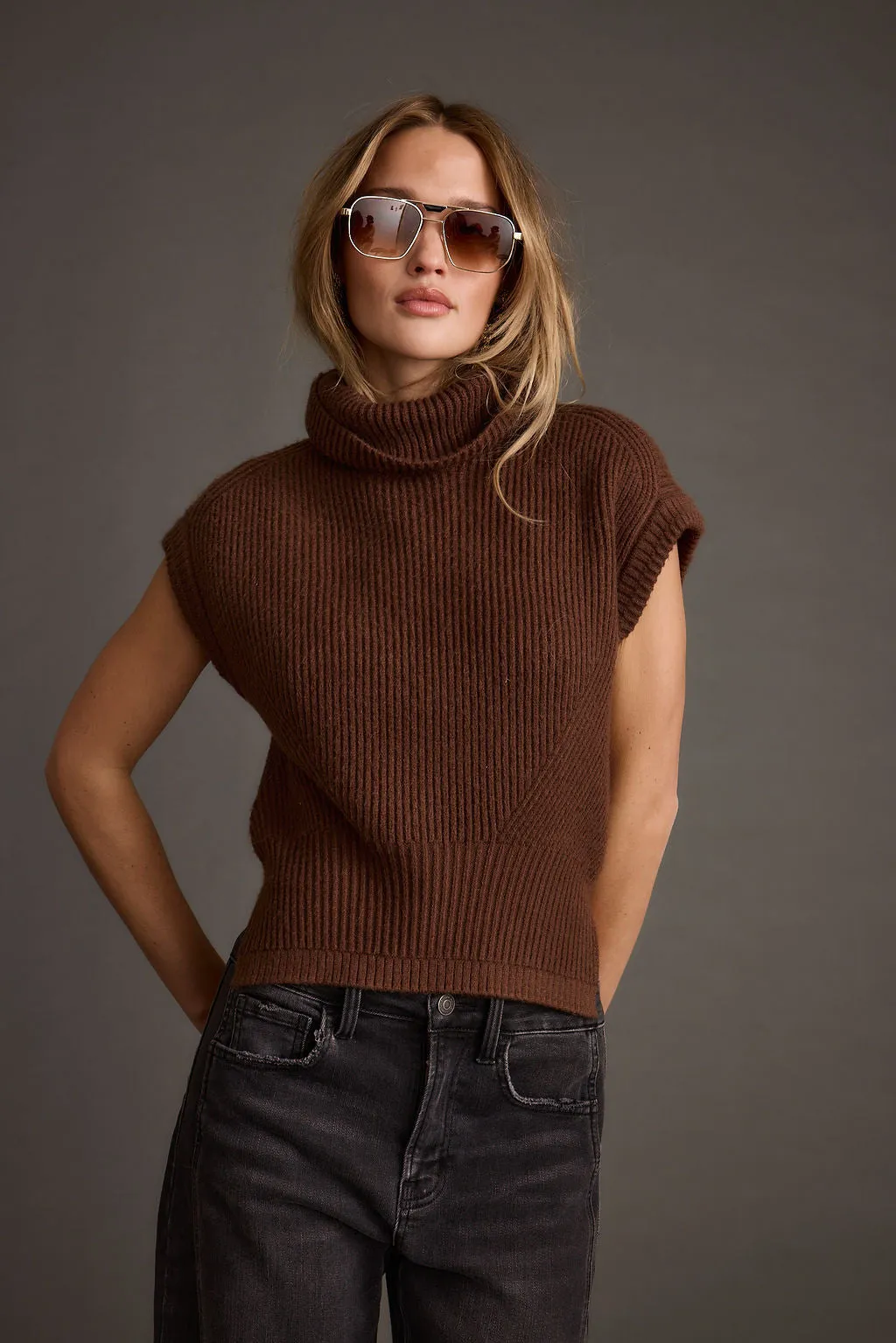 Boulder Brown Turtleneck Sweater Vest