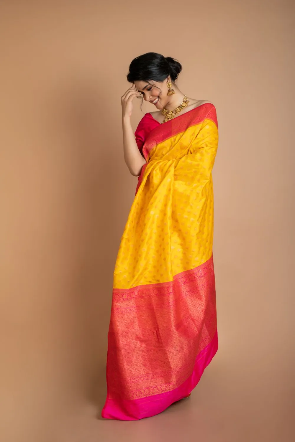 Bright Yellow Silk Saree