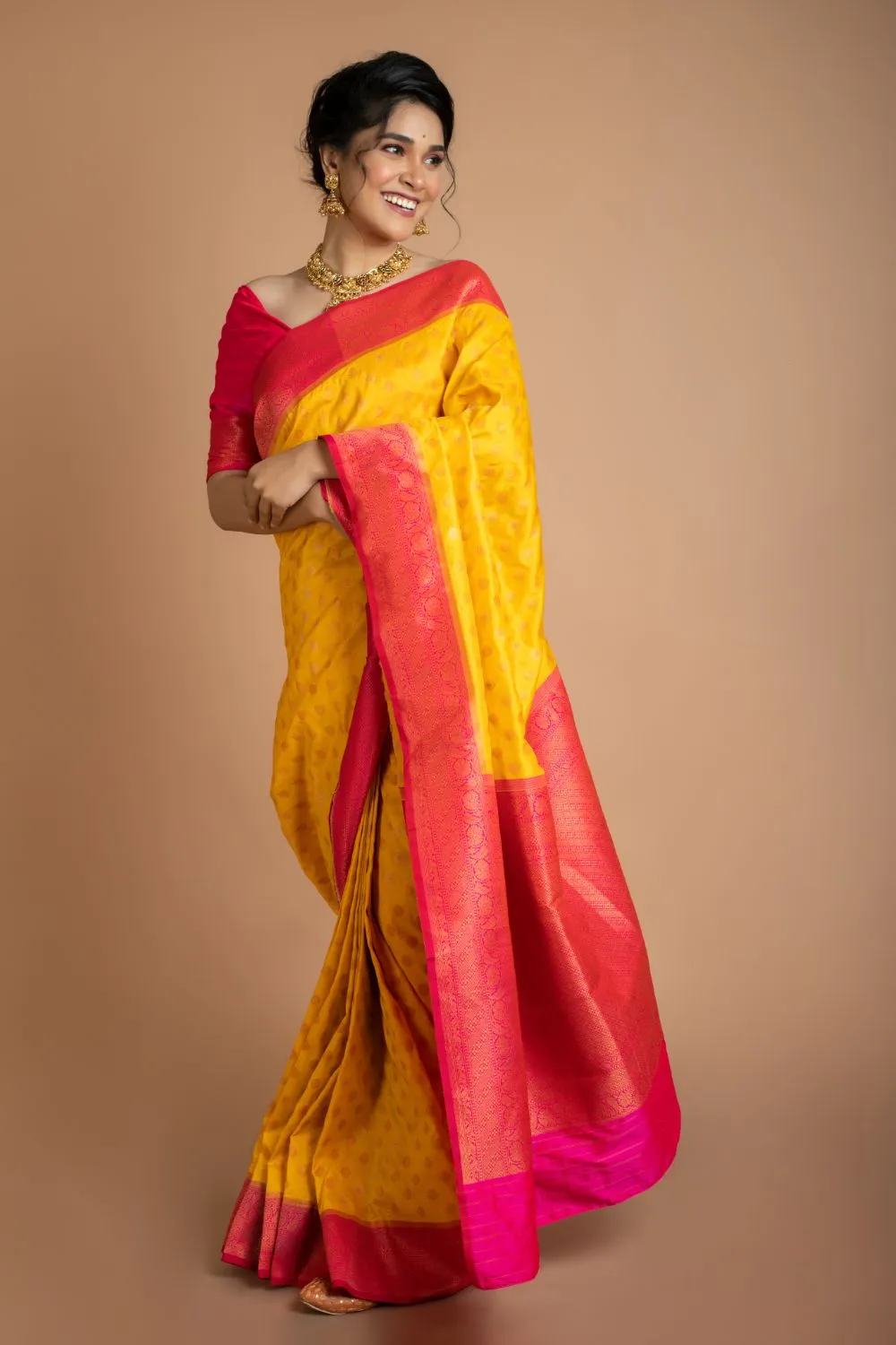 Bright Yellow Silk Saree