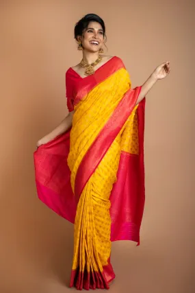 Bright Yellow Silk Saree