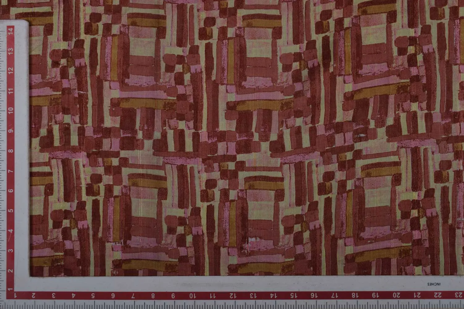 Brown Tussar Silk Print Fabric