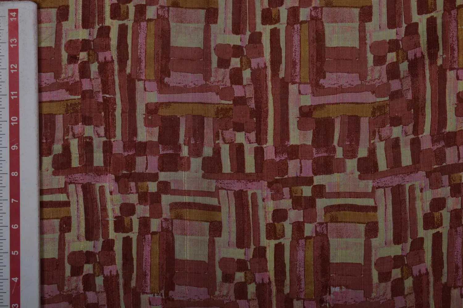 Brown Tussar Silk Print Fabric