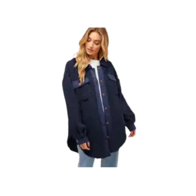 Button Down Long Sleeve Jacket Navy