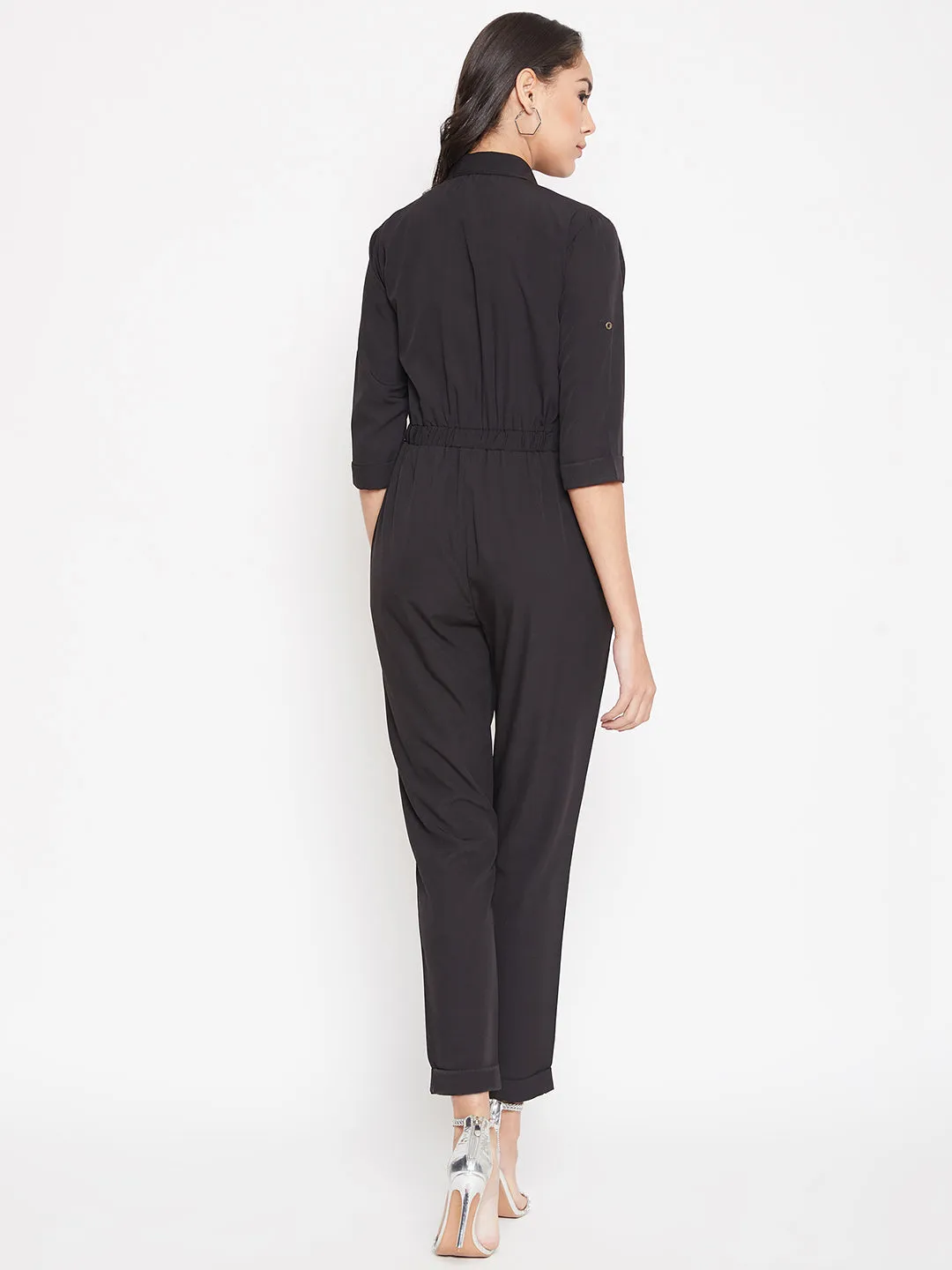 Button Down Roll-up Jumpsuit