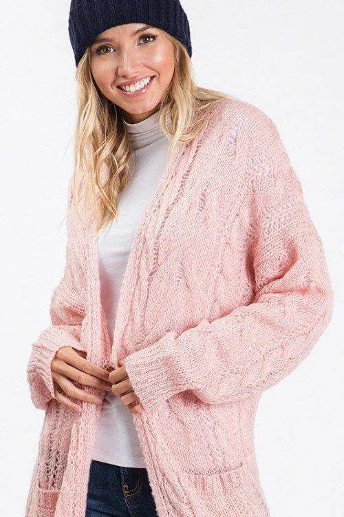 Cable Knit Sweater with Pockets