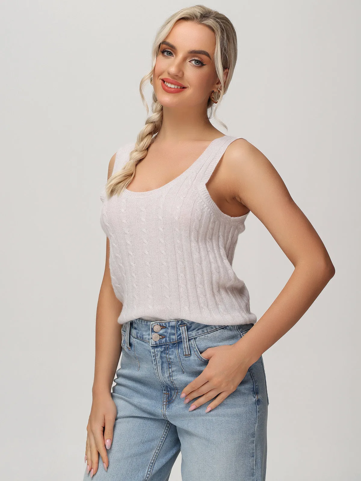 Cashmere Cable Crop Tank