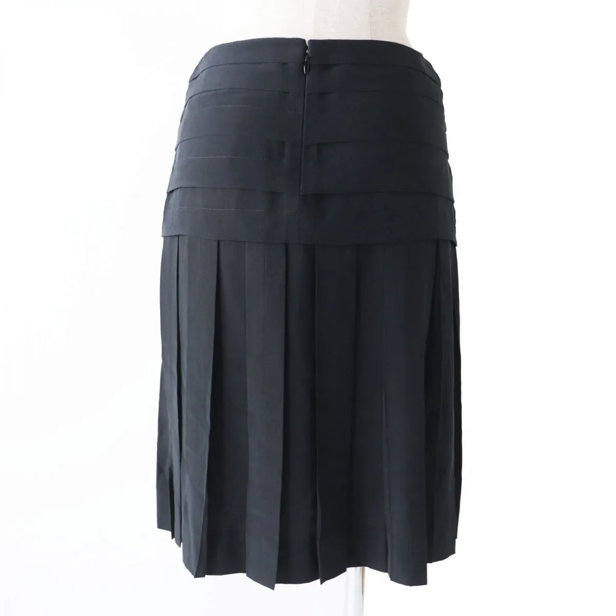 Chanel Silk Pleated Skirt with COCO Mark Plate