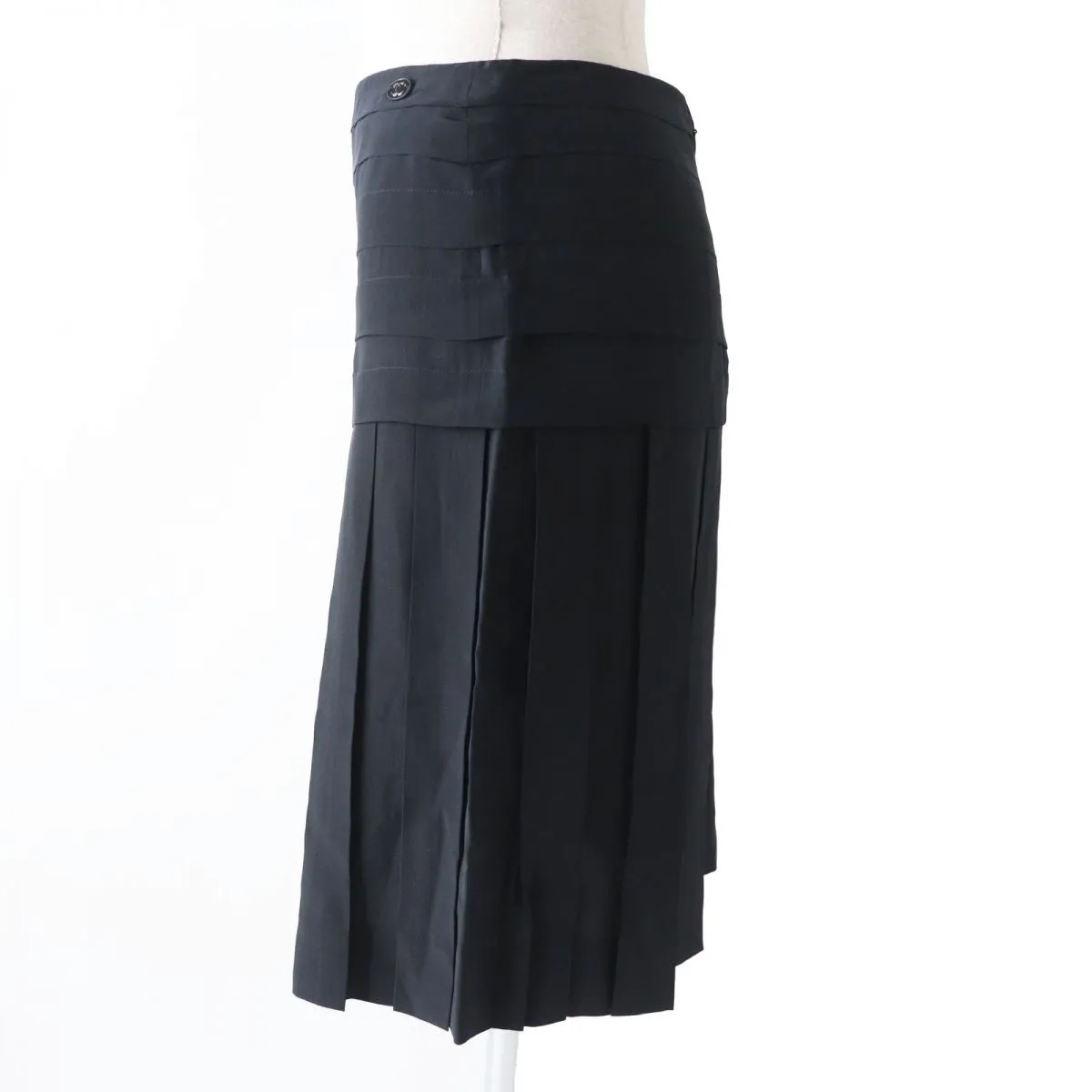 Chanel Silk Pleated Skirt with COCO Mark Plate