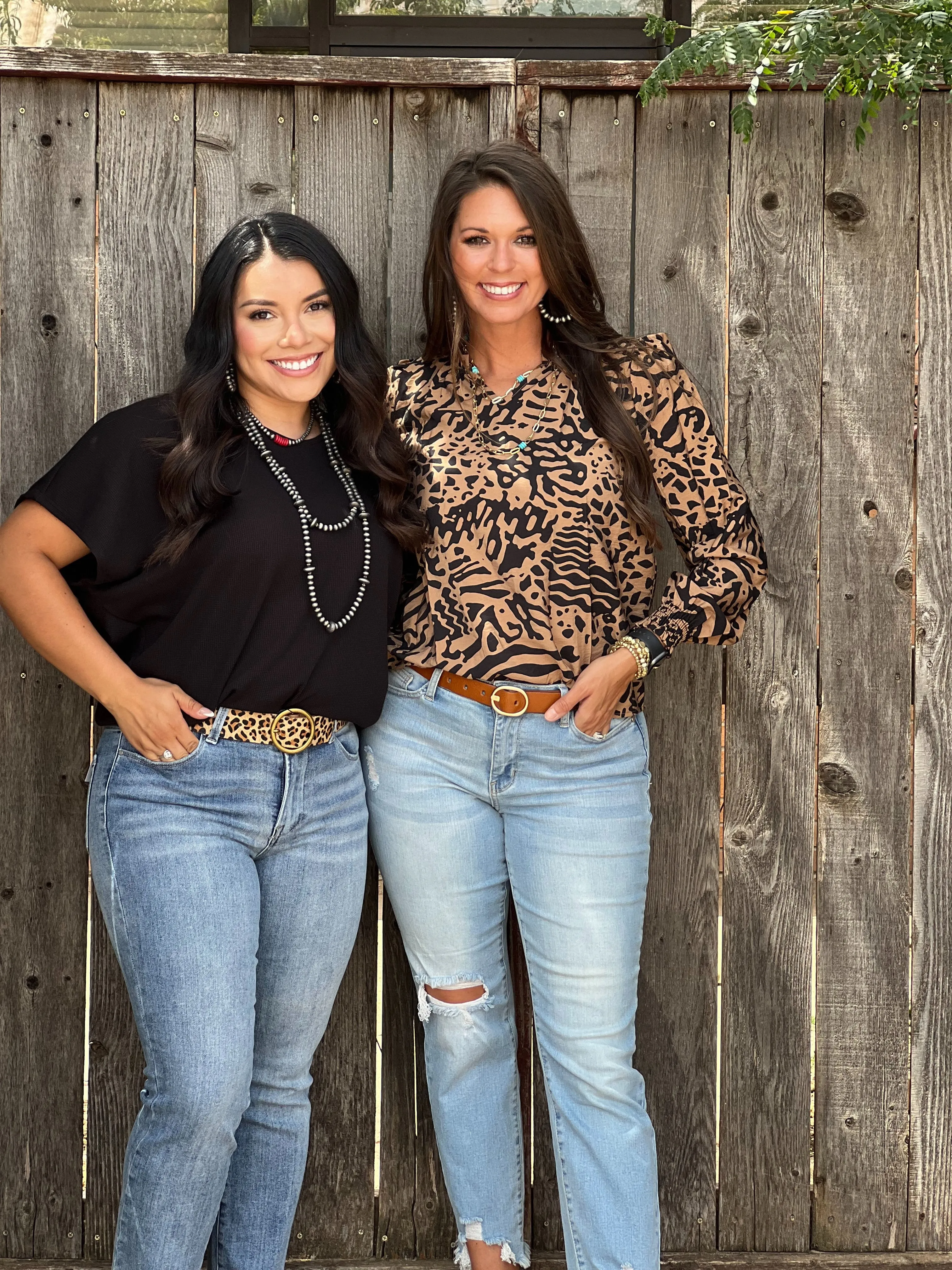 Chaney Tan & Black Animal Print Blouse