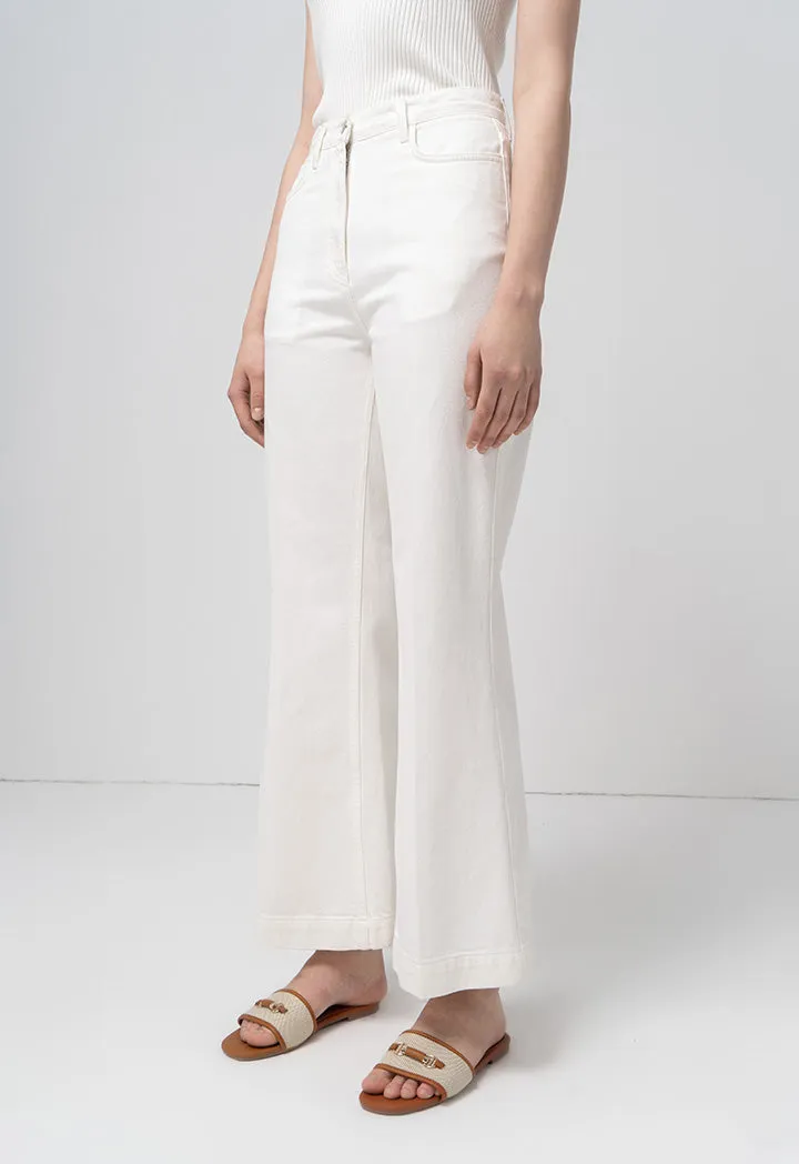 Choice Straight Wide Legs Denim Trousers Off White