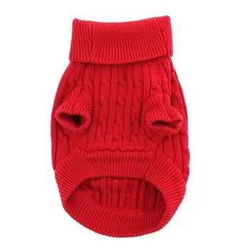 Combed Cotton Cable Knit Sweater - Fiery Red