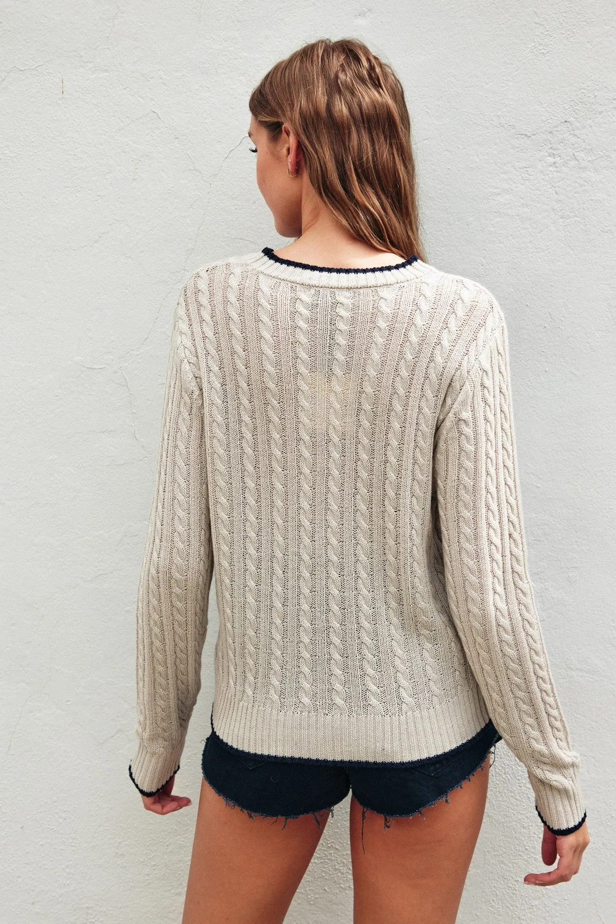 CONTRAST CABLE SWEATER