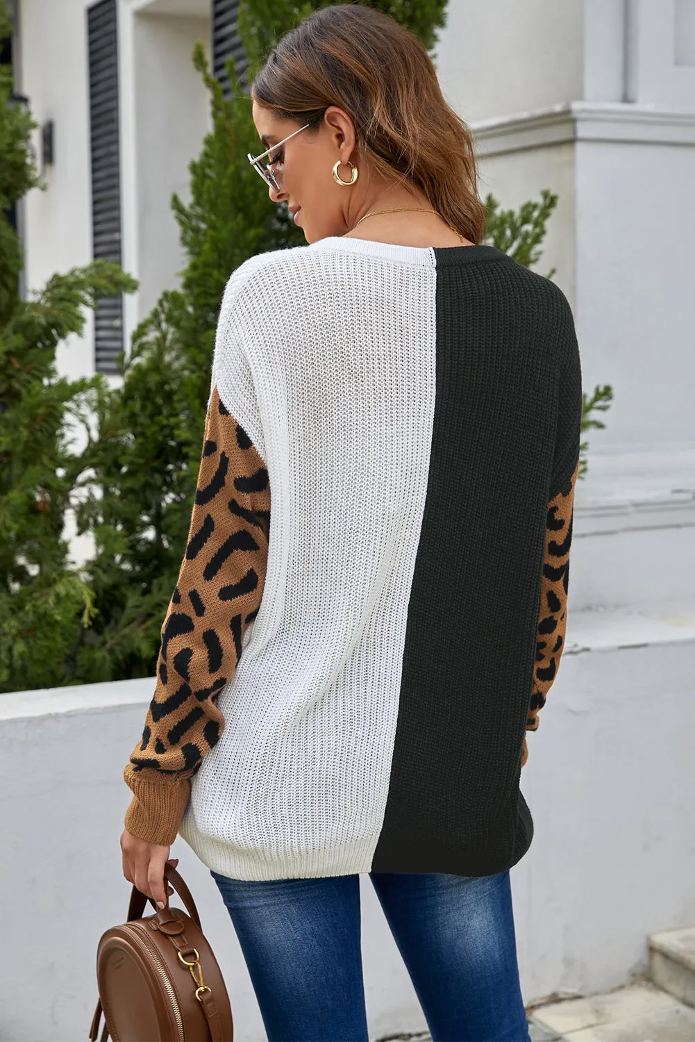 Contrast Color V Neck Sweater