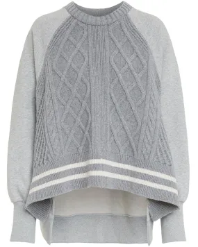 Cool Grey Cable Knit Structured Ease Sweatshirt