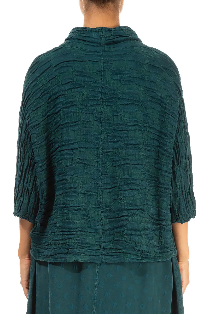 Cowl Neck Emerald Circle Silk Linen Blouse