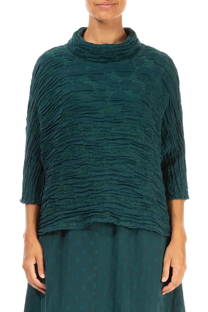 Cowl Neck Emerald Circle Silk Linen Blouse