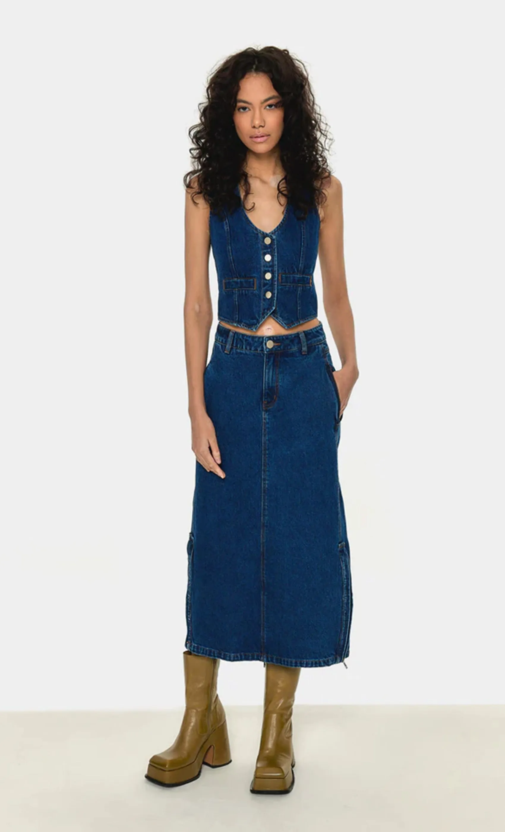 DENIM MAXI SKIRT