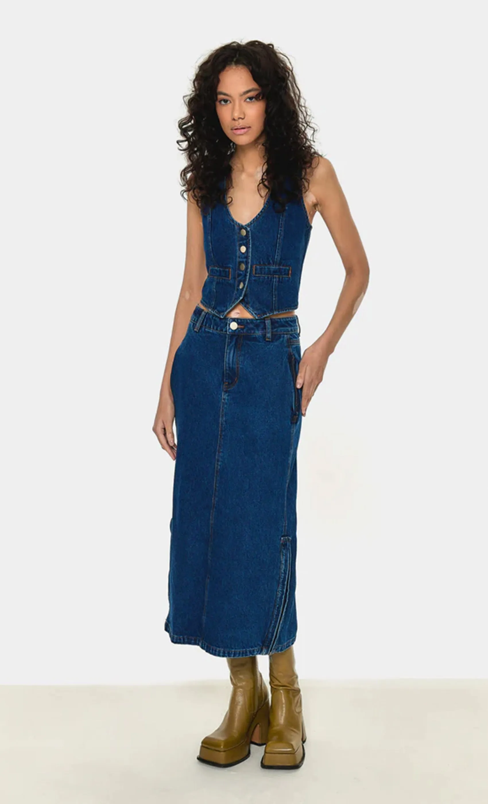 DENIM MAXI SKIRT