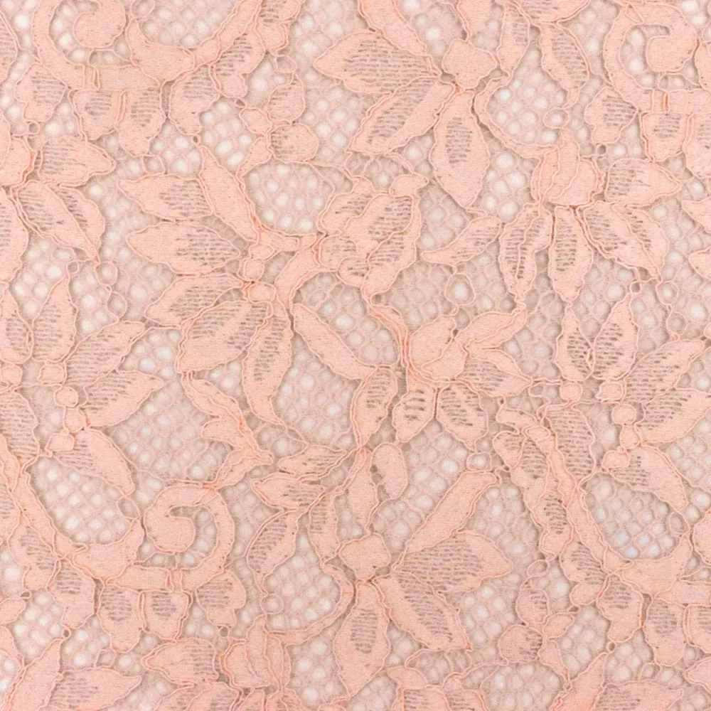 Dusty Pink Abstract Floral Lace Raschel Knit Fabric