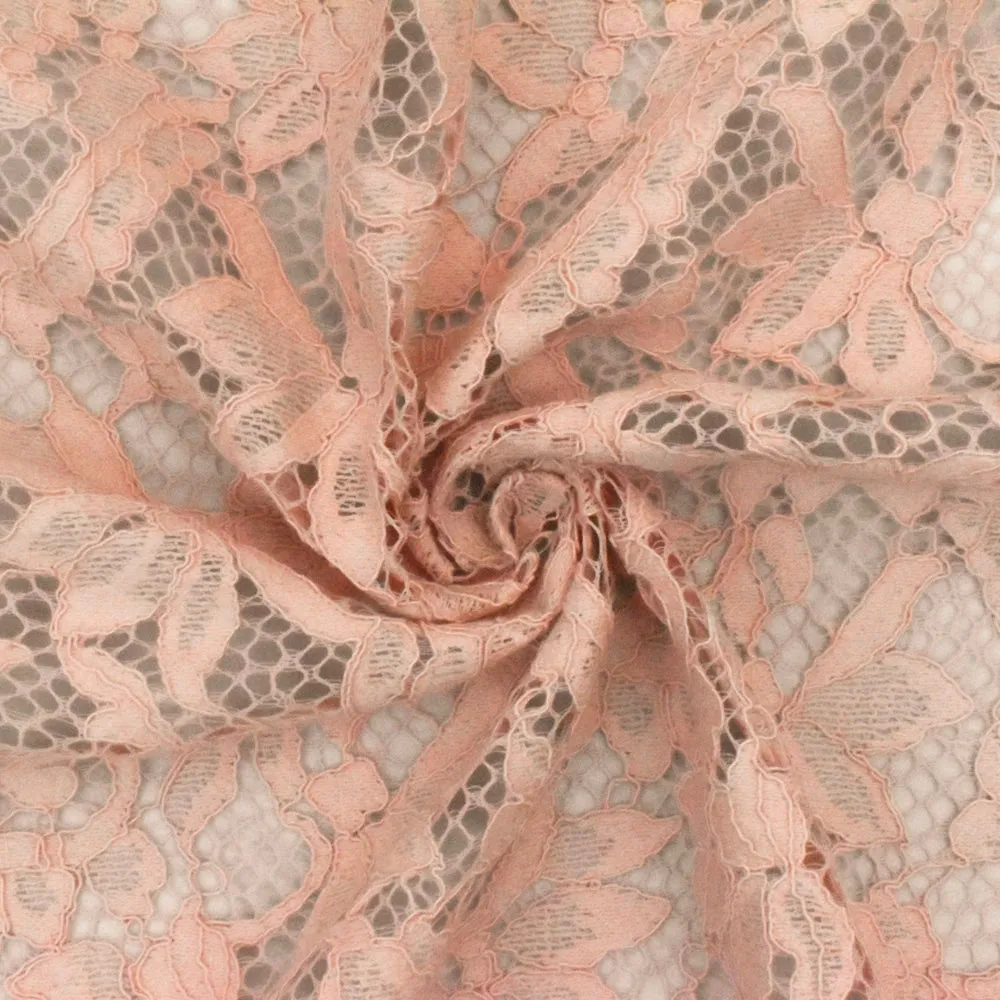 Dusty Pink Abstract Floral Lace Raschel Knit Fabric