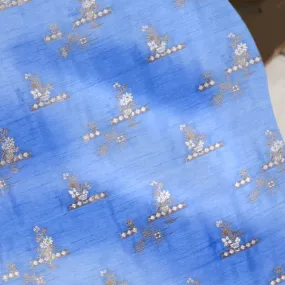 Electric Blue All Over Jacquard Dolla Silk Fabric