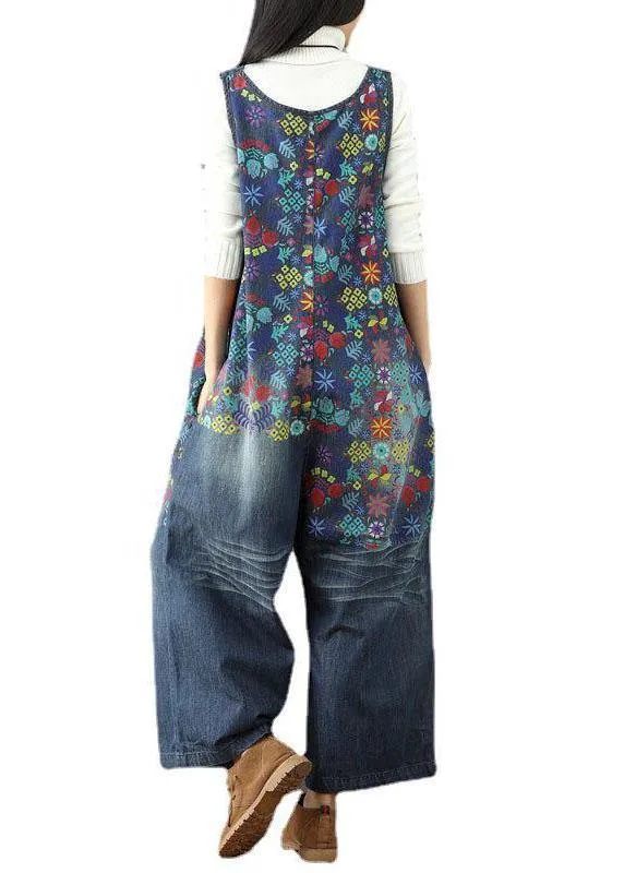 Elegant Blue Casual Print Jumpsuits