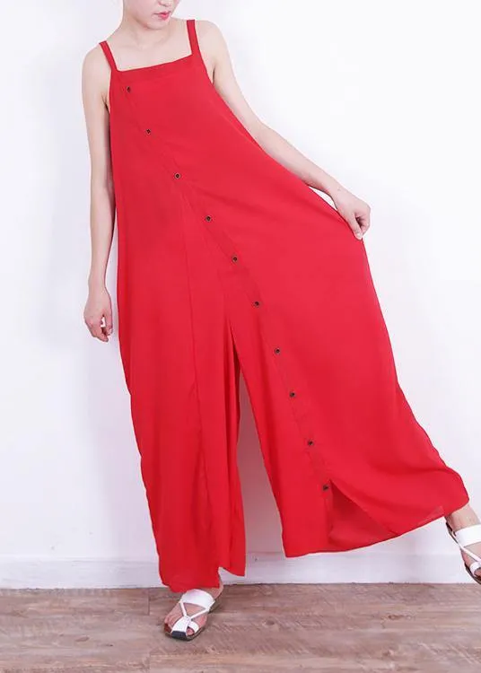 Elegant jumpsuit pants Mom design Button Down red Summer