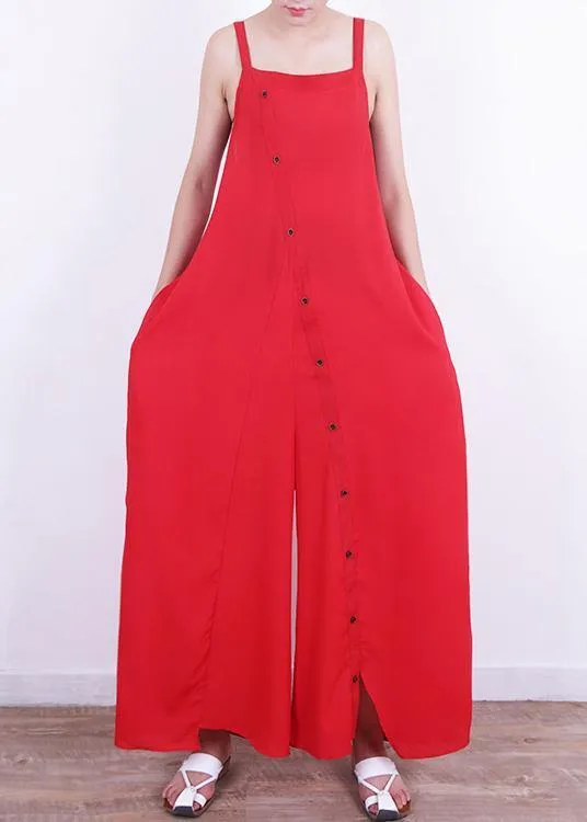 Elegant jumpsuit pants Mom design Button Down red Summer