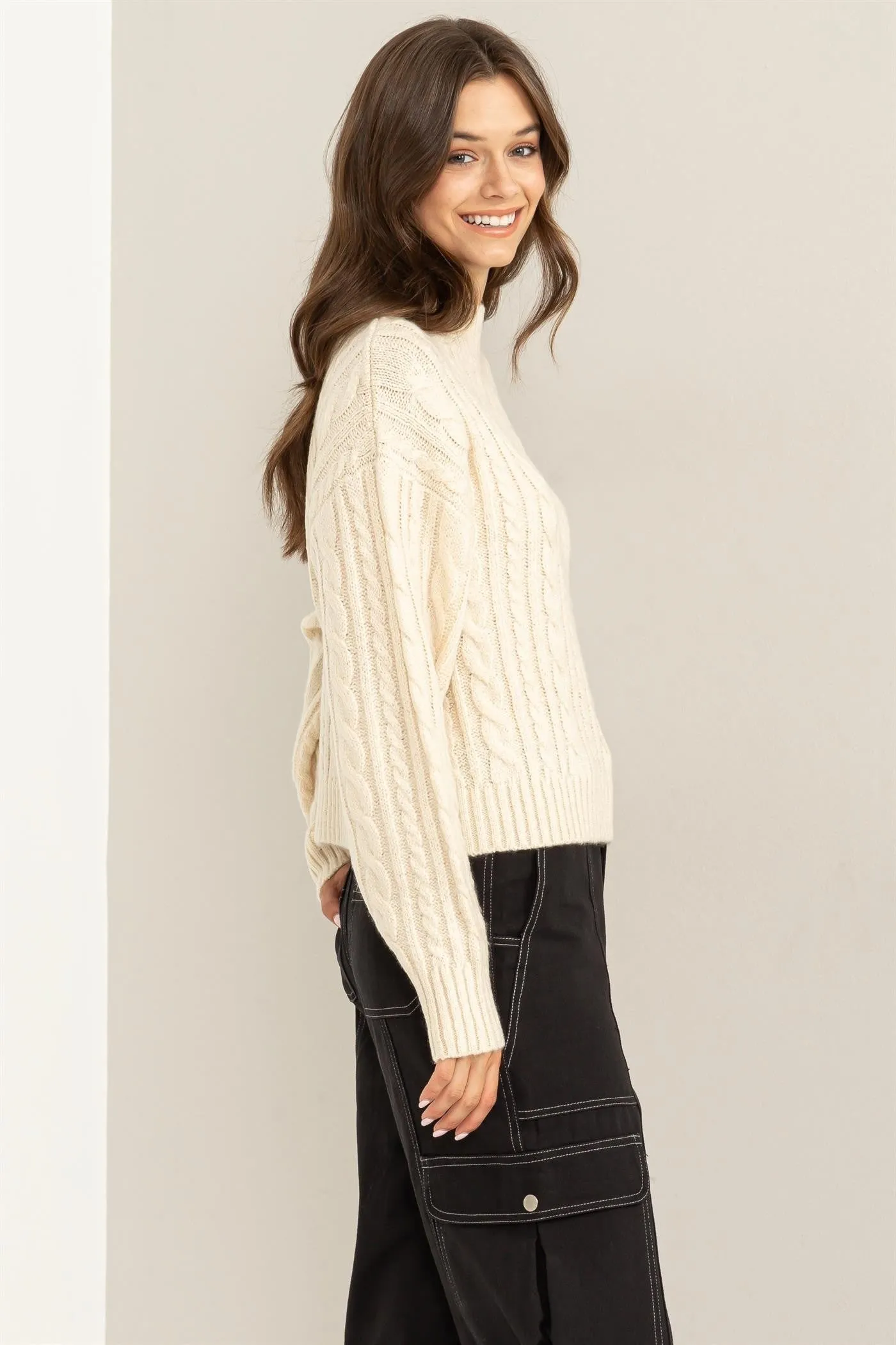 Flawless Cable Knit Sweater in Ivory