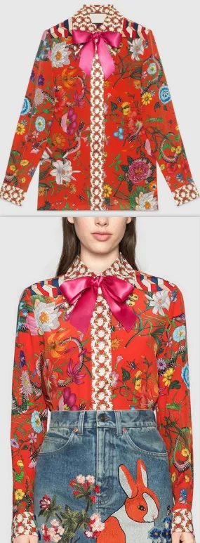 'Flora' Snake Print Silk Shirt