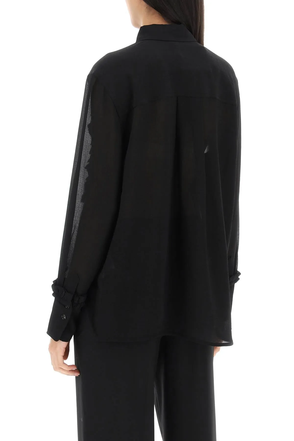 Ganni Ruffled Chiffon Shirt