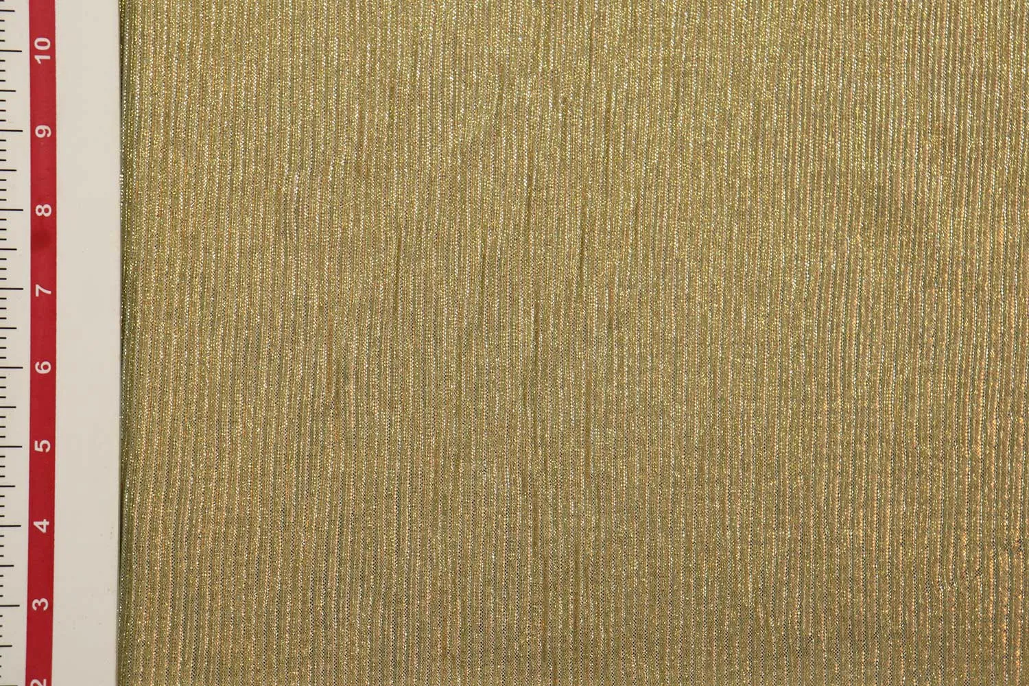 Golden Foin on Beige Foil Printed Pleated Knit Fabric