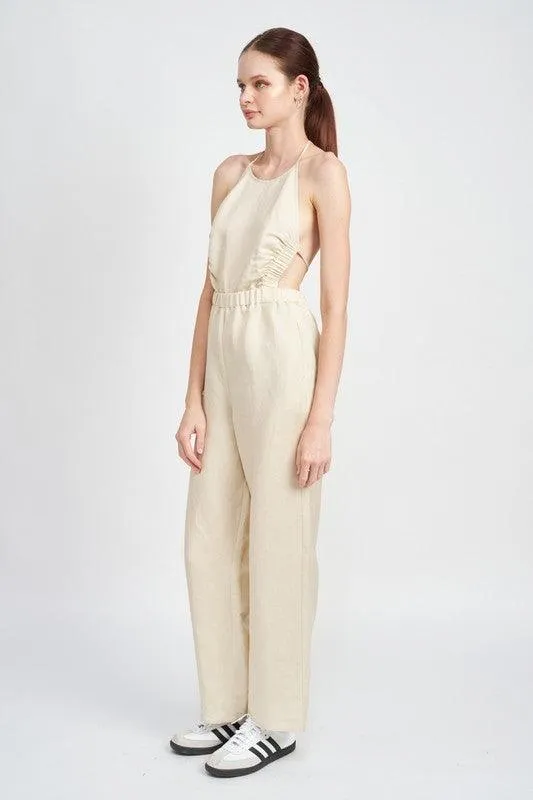 Halter Neck Jumpsuit With Open Back