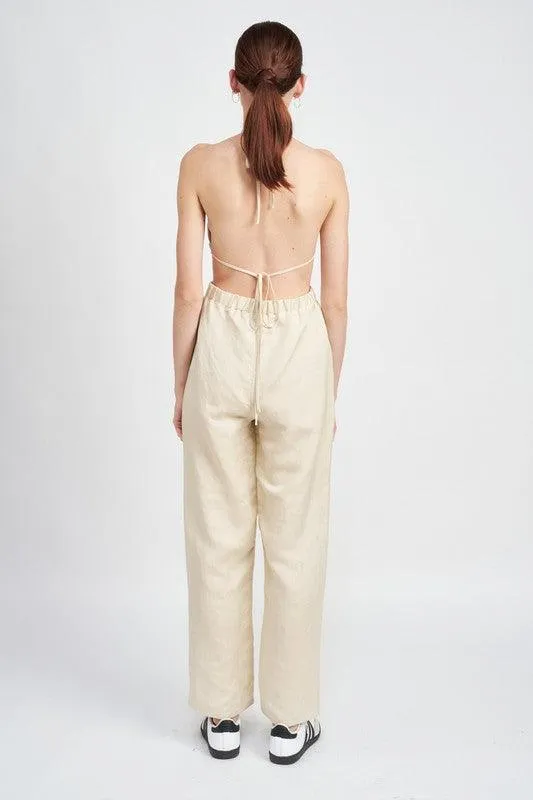 Halter Neck Jumpsuit With Open Back